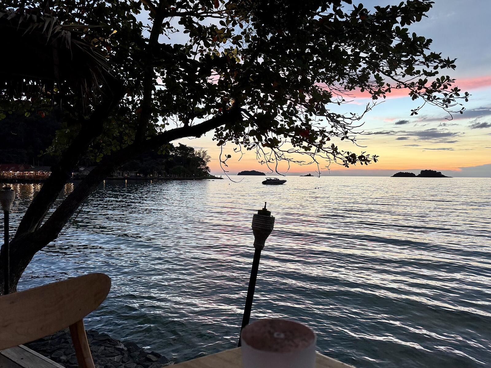 Illustrative accommodation photography for a fictional thailand stay — illustrative style for Nai Harn Bay Retreat