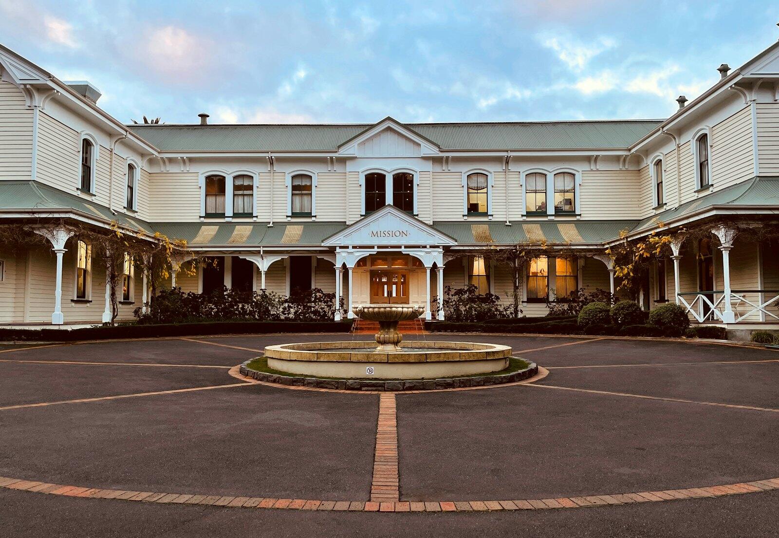 Historic winery homestead in Napier, New Zealand — illustrative property style — illustrative style for Hawkes Bay Vineyard Residence
