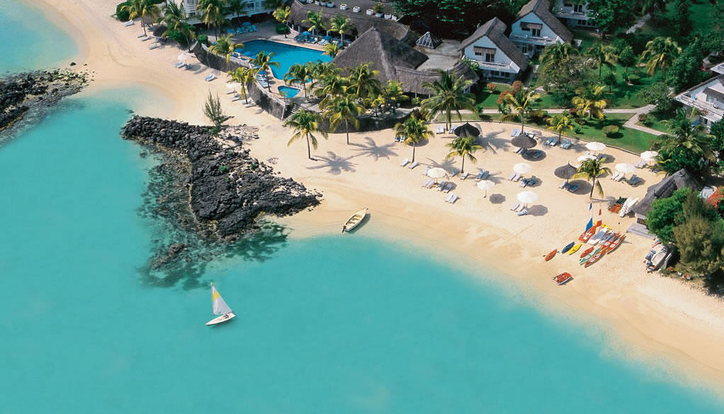 Illustrative accommodation photography for a fictional mauritius stay — illustrative style for Indigo Harbour Hotel