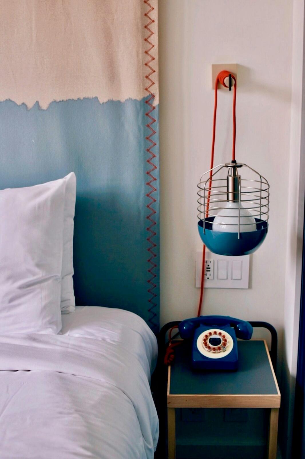 Boutique hotel bedroom in New York City — illustrative property style — illustrative style for Manhattan Atelier Rooms