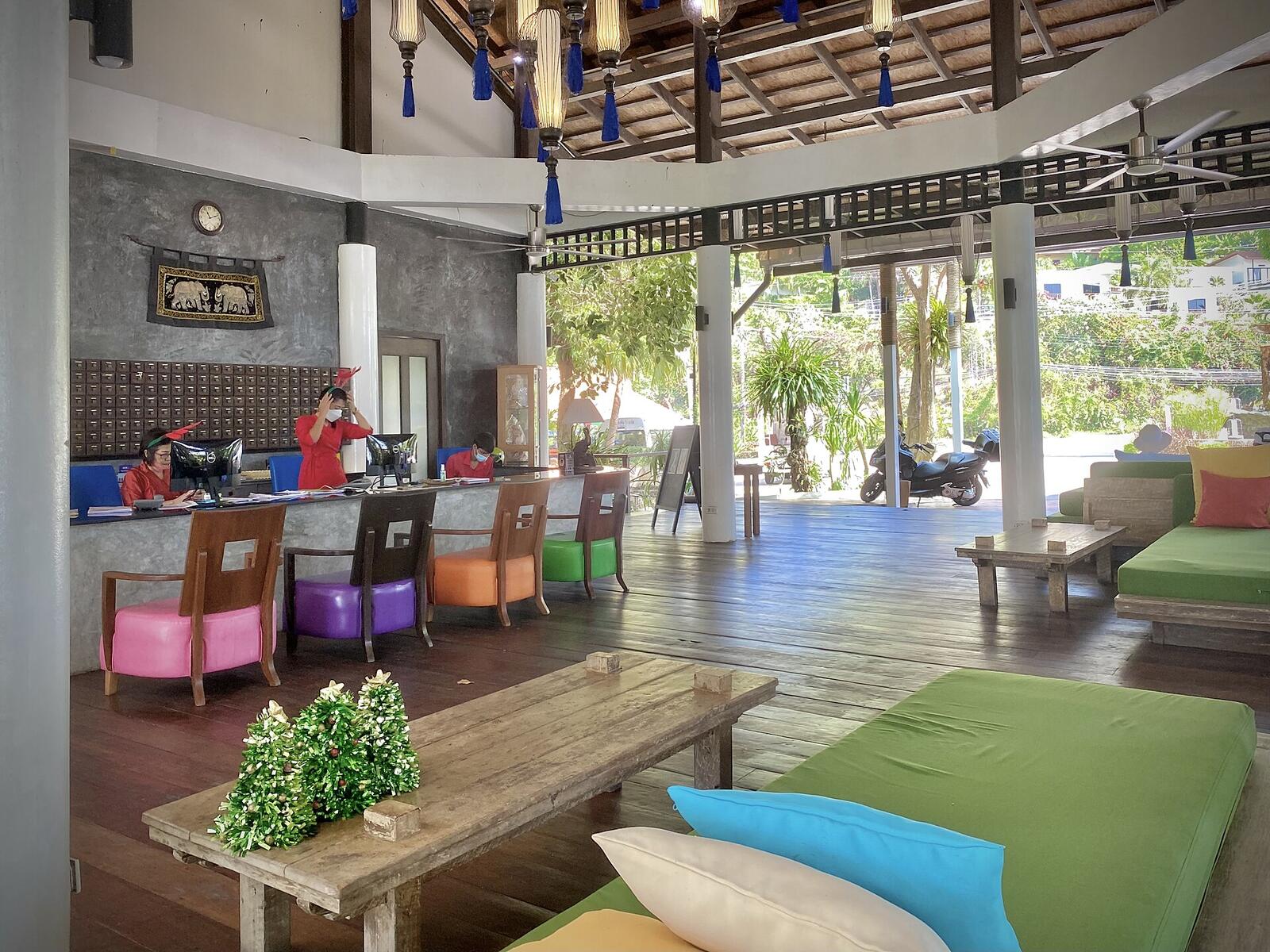 Illustrative accommodation photography for a fictional thailand stay — illustrative style for Sukhothai Lotus Lodge