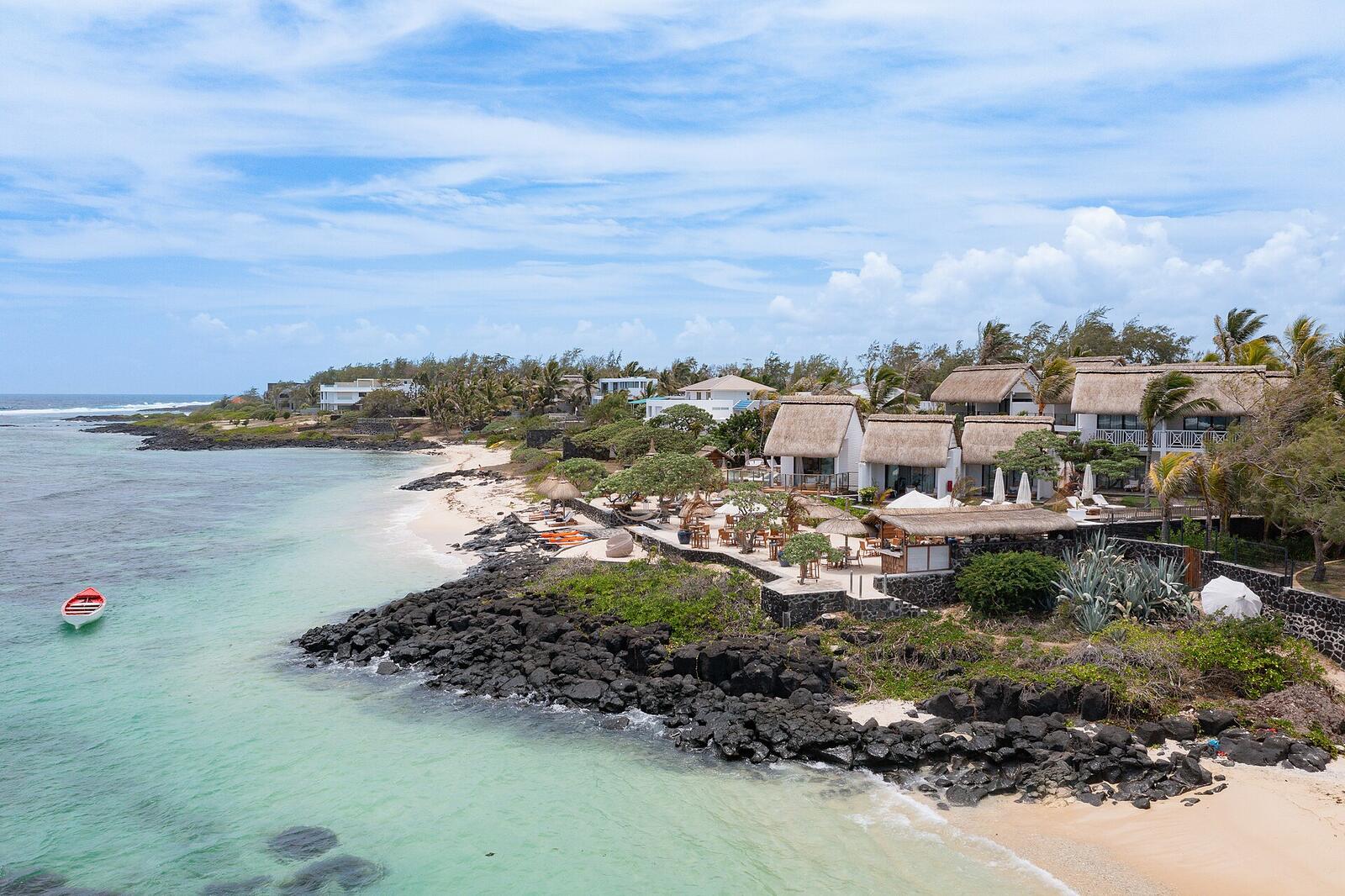 Illustrative accommodation photography for a fictional mauritius stay — illustrative style for The Pamplemousse House